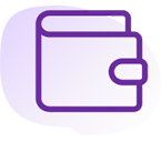 Icon of a wallet with light purple background